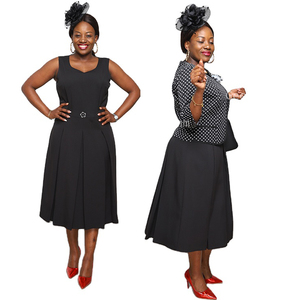 Vestido de Madre de la Novia con Estampado de Puntos, Traje de Iglesia Sencillo y Elegante, Vestido de Ropa Turca para Mujeres Negras, Traje de Oficina, Ropa Formal - Product Image 1