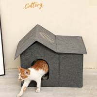 Tente pour animaux de compagnie pliable et lavable en tissu Oxford imperméable avec fenêtre panoramique pour chats et chiens errants