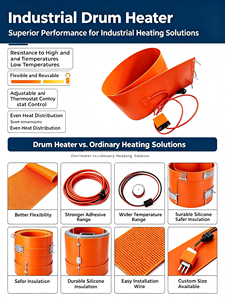 Ceinture chauffante en silicone pour fût de 55 gallons, pour l'industrie de la peinture et de l'encre, chauffe-fût à température réglable - Product Image 2