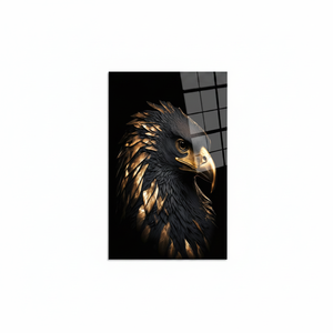 Golden Eagle Art Deco Panel <b>Canvas</b> Print Majestic Black and Gold Bird Design with Tempered Glass <b>Frame</b> Hanging Wall Art - Product Image 2