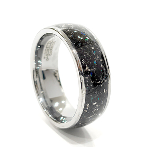 Nouvelle bague en tungstène pour hommes et femmes, incrustée de fil de météorite, feuille d'or auburn, fil d'acier inoxydable, et minerai de fer, cadeau de fête - Product Image 2