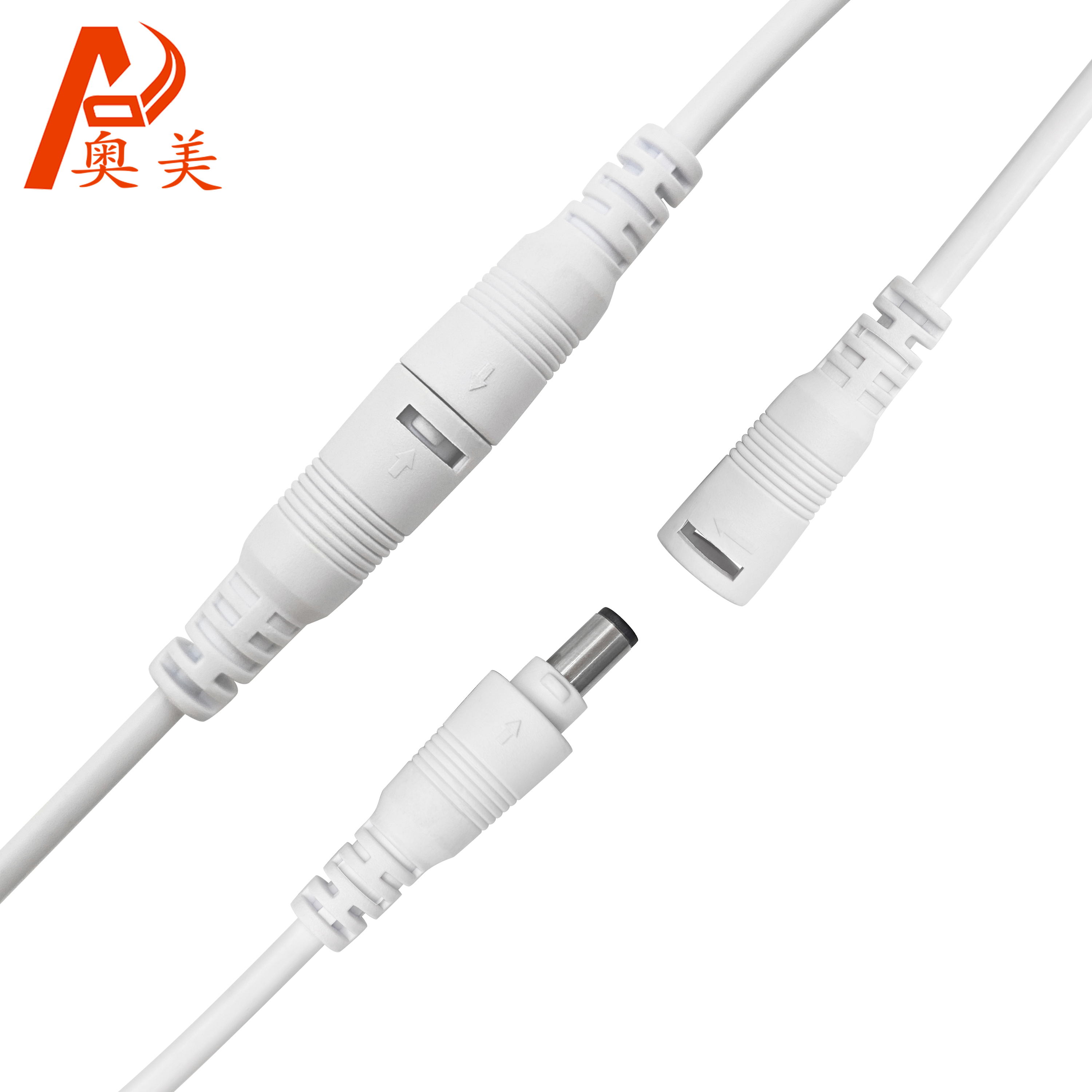 3A Snap - Buckle White/Black Lighting Male - Female Connectors 