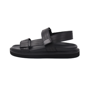 <span class=keywords><strong>Sandales</strong></span> décontractées noires en <span class=keywords><strong>cuir</strong></span> pour <span class=keywords><strong>hommes</strong></span>, modèle 2026, à enfiler, couleur personnalisable, respirantes, plates, avec semelle intérieure en caoutchouc, style California - Product Image 2
