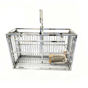 Cage d'injection <span class=keywords><strong>pour</strong></span> animaux de compagnie en acier inoxydable robuste, cage de transport vétérinaire pliable avec serrure, <span class=keywords><strong>pour</strong></span> clinique, toilettage des chats et des chiens, usage médical - Product Image 1