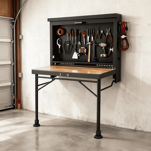 Établi pliant pliable fixé au mur robuste en métal bricolage Garage <span class=keywords><strong>Table</strong></span> de travail pliable établi mural montable - Product Image 1