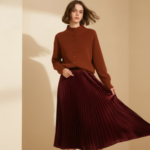 Ensembles de pulls en tricot en gros, col rond, <span class=keywords><strong>cardigan</strong></span>, manches longues, hauts, automne hiver, longs pulls en laine de mouton pour femmes - Product Image 4