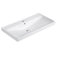 Lavabo encastré rectangulaire en céramique de haute qualité, design moderne FTD, bord fin, 90 cm, pour hôtel, 12 L, garantie 5 ans, nettoyage facile et lisse