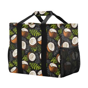 Bolsa de Compras Grande con Asa, Estampado de Hojas Tropicales y Guepardo, Bolsa de Poliester Suave Personalizada para Compras en la Playa - Product Image 1