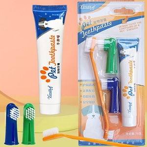 Ensemble de brosses à dents pour animaux de compagnie, 4 pièces, dentifrice pour chiens et chats, saveur de bœuf et de vanille, kit de nettoyage - Product Image 2