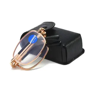 Faltbare Metall-Lesebrille mit Etui Ultraleichte Männer Presbyopia-Brille 1.0 ~ 4.0 Frauen Farsight Eyewear Tragbare Brille