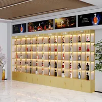 Meuble de présentation de vignoble en verre trempé et fer, cloison de bar commerciale, avec étagère à vin éclairée, pour décoration de restaurant