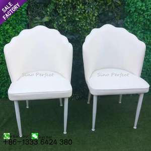 Popular Special Design Luxury Armless <b>White</b> Metal Round Back Dining Wedding Chairs for Banquet - Product Image 1