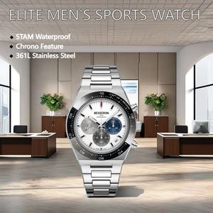 Montres chronographes de luxe de haute qualité, style business/mode, logo personnalisé, mouvement mécanique MIYOTA, bracelet en acier inoxydable et caoutchouc - Product Image 2