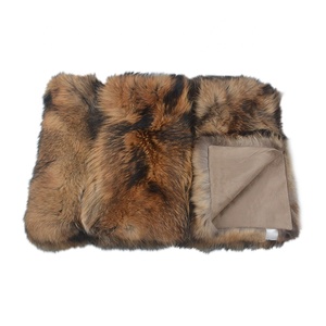 Mềm Chunky De Piel Raccoon Animal Skin Thiết Kế Ấm Đàn Hồi Trọng Mùa Đông Lông Chăn Cho Mùa Đông - Product Image 5