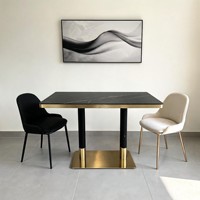 Table de salle à manger ronde, rectangulaire, carrée en acier inoxydable noir pour café, restaurant, mobilier de cafétéria, table de café
