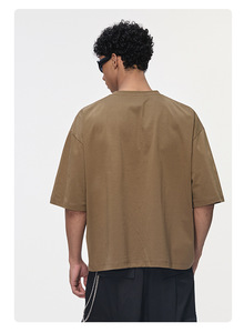 Camiseta Blanca para Hombre, 72% Algodón, 28% Sorona, Corte Cuadrado, Oversize, 240GSM, Secado Rápido, para Deportes al Aire Libre - Product Image 6