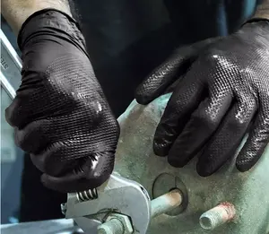 GMC High-duty 8mil Black/Orange Diamond Gloves Powder Free Safety Protection Nitrile Gloves