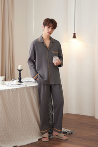 Abbigliamento da salotto in peluche per il sonno <span class=keywords><strong>invernale</strong></span> Piyama Lucu Tidur da notte in pile <span class=keywords><strong>pigiama</strong></span> da <span class=keywords><strong>uomo</strong></span> grigio spesso per uso domestico e da viaggio - Product Image 3