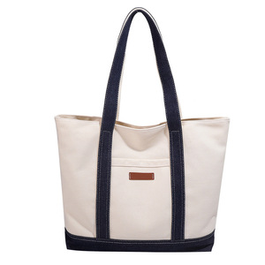 Bolsa <span class=keywords><strong>de</strong></span> Mano <span class=keywords><strong>de</strong></span> Lona <span class=keywords><strong>de</strong></span> Dos Tonos con Logotipo Personalizado, Bolso <span class=keywords><strong>de</strong></span> Algodón con Bloques <span class=keywords><strong>de</strong></span> Color, con Cierre y Múltiples Bolsillos para Mujer, para Viajes, Aire Libre, Uso Diario y Fin <span class=keywords><strong>de</strong></span> <span class=keywords><strong>Semana</strong></span> - Product Image 3