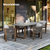 Luxus Esstisch Set Holz Runder Tisch Rattan Stuhl Nordic Cafe Hocker Stühle Terrassen möbel Bank Outdoor Ess-Set