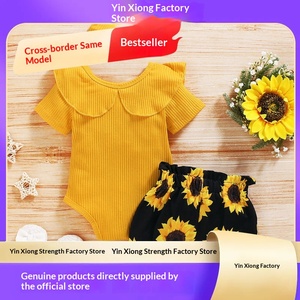 Top alla moda per bambina in velluto a coste lavorato all'uncinetto con motivo girasole e pelliccia di coniglio, per <span class=keywords><strong>Capodanno</strong></span> e estate - Luoyi - Product Image 2