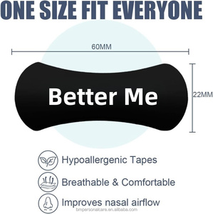 Burun Solunum Bantları Siyah Dokunmamış Kumaş Anında Etkili Burun Tıkanıklığı Giderici Horlamayı Durdurur Soğuk Algınlığı Alerjisi 60x22mm - Product Image 4