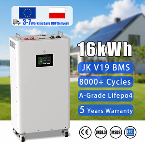 Poland Stock Self-pick up 48V 51.2V 16kWh Vertical Lifepo4 <b>Battery</b> Build-in JK V19 BMS with Wheels for Power <b>Backup</b> Storage - Product Image 1