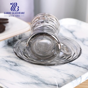 Placage ionique couleur gris fumé 105ml tasses turques tasse à thé marocaine verres tasse à thé tasse en verre avec soucoupe - Product Image 4