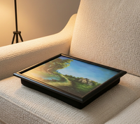 Plateau de table Gracecoaster en MDF avec cadre, surface en papier d'art laminé, coussin en mousse souple, sac de rangement, pour ordinateur/repas - Fourniture directe usine