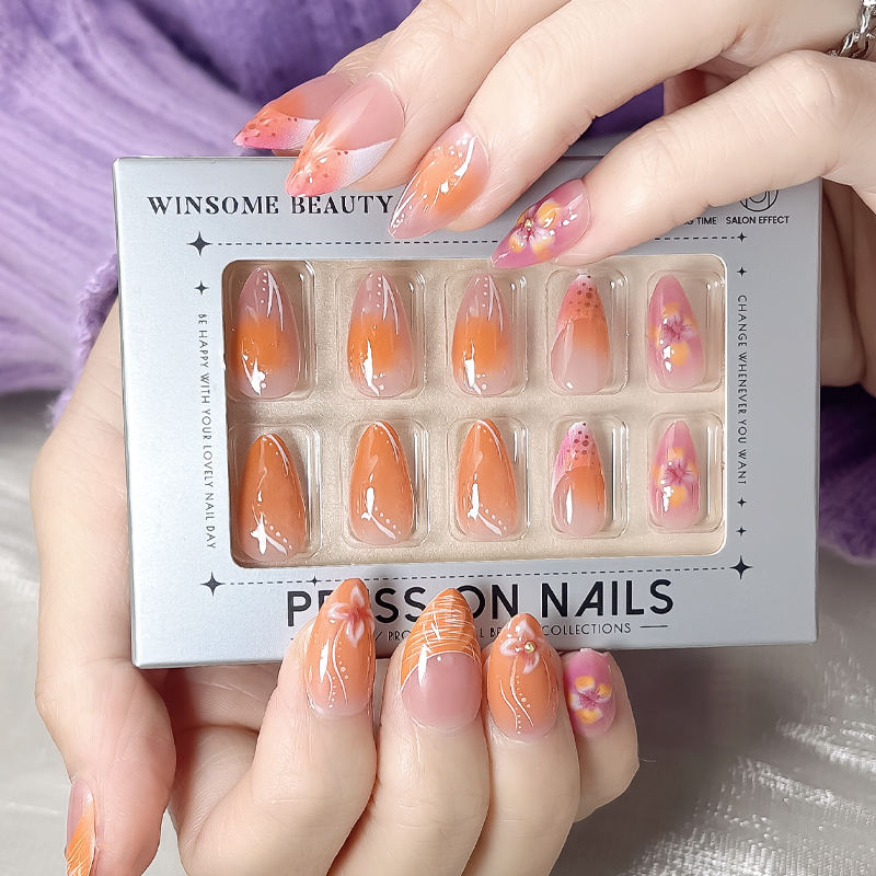 Wholesale Seller High Quality 3D Press on Nails Cat Eyes With Charm and Glitter Diamond Medium Almond Luxury Press on Nails