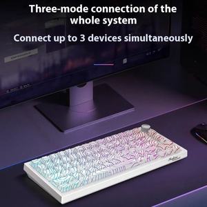 Clavier mécanique K81 personnalisable à trois modes, sans fil 2,4 GHz, rétroéclairage RVB, USB 2.0, <span class=keywords><strong>82</strong></span> touches, axe mécanique, gravure latérale, bureau, jeu - Product Image 4