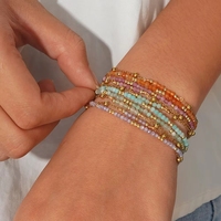 Pulsera de Doble Capa con Cuentas de Piedra Natural y Cadena de Acero Inoxidable Dorado, Collar de Moda