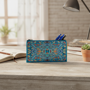Étui à crayons turc tissé en turquoise - Product Image 3