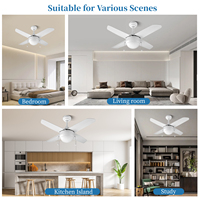 Vente en gros de petit ventilateur de plafond décoratif de 36 pouces de style européen Ventilateur de plafond intérieur à pales ABS avec kit de LED pour chambre à coucher