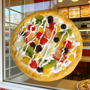 Modelo de Comida de Simulación Hecho a Mano de 7.4 Pulgadas: Pizza Circular de Plástico, Pan, Fresa, Fruta, Plátano, Queso Mixto, Panqueque - Product Image 4