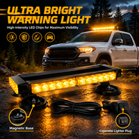 Barre lumineuse LED à ventouse magnétique 12/24V, clignotante d'urgence ambre pour camions tout-terrain