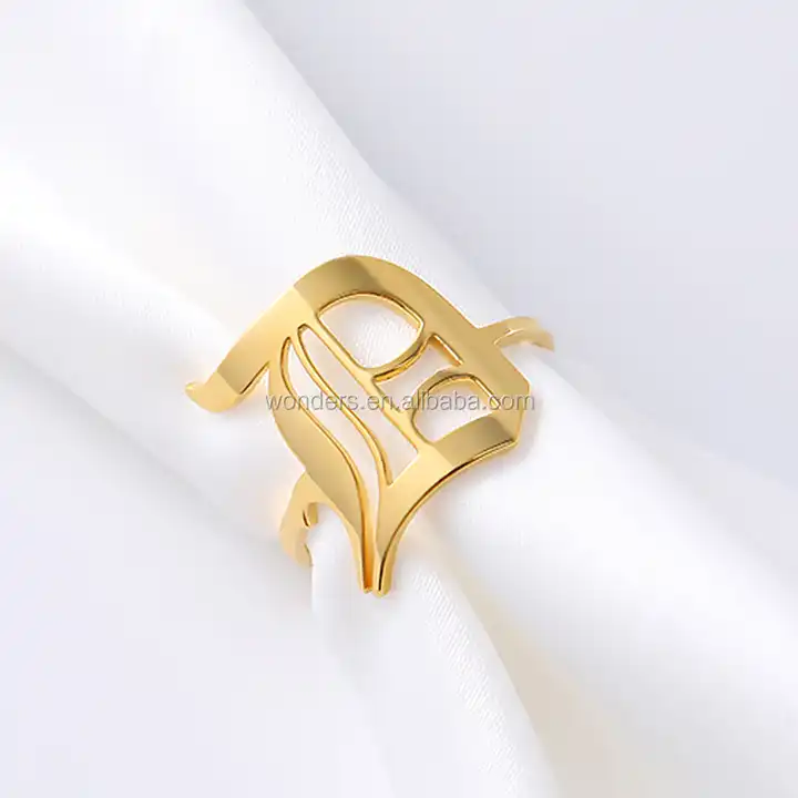 9ct Yellow Gold 9.0g Brick Link Initial Ring