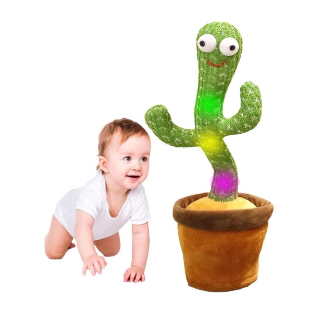 Talking Singing Mimicking Cactus Plush Toy LED Light Infant Babies Toddler Kids Interactive Toys