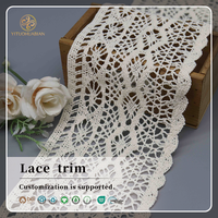 Dentelle en coton vintage en gros, bordure large en crochet écologique, macramé pour chemins de table et ourlets de rideaux