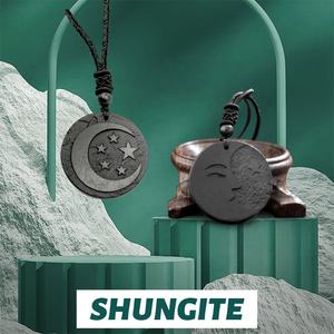 Prodotti Spirituali, Ciondolo in Cristallo di Shungite Nera Naturale, Forma Rotonda, per Regali - Product Image 2