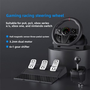 Volante de Carreras para Juegos con 3 Pedales y Palanca de Cambios Manual, <span class=keywords><strong>Simulador</strong></span> de Conducción de Automóviles Compatible con Múltiples Plataformas para PC - Product Image 1
