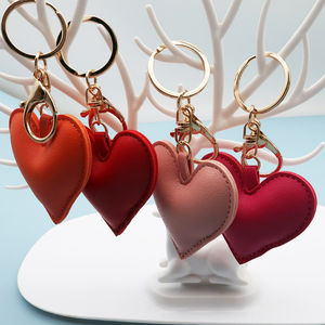 Porte-clés Cœur en Cuir de Luxe, Plusieurs Couleurs, Forme Cœur Mignonne, pour Clés de Voiture, Breloques de Sacs à <span class=keywords><strong>Main</strong></span> pour Femmes, Cadeaux pour Filles - Product Image 4
