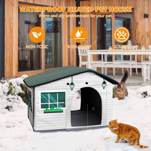 <span class=keywords><strong>Outdoor</strong></span>-Katzenhöhle für den Winter, Warm und Ganzjährig Nutzbar, Wasserdichtes Oxford-Gewebe, Hausförmiges Streuner-Katzenhaus - Product Image 2