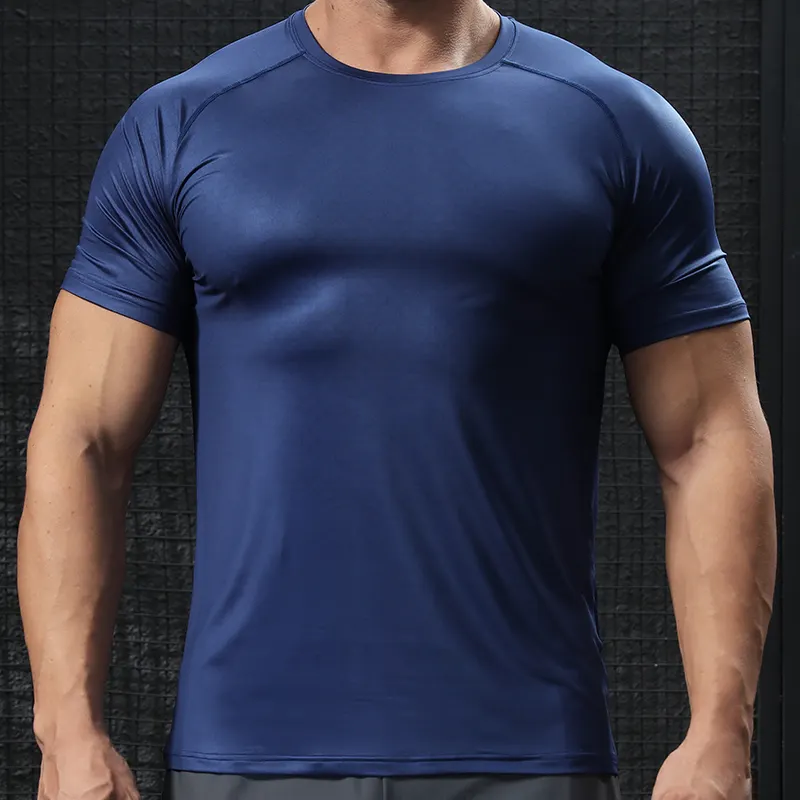ランニングTシャツスポーツ服ドライフィット特大フィットネスシャツプリントシャツ男性用半袖スリムフィット