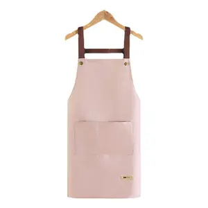 Cheap wholesale custom kitchen pink unisex waterproof and oil proof apron bib with pocket