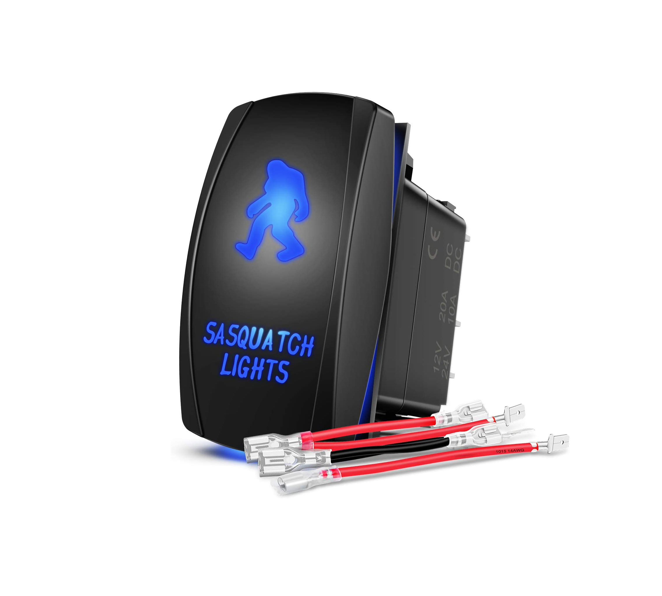 Пятиконтактный лазерный переключатель SASQUATCH, светодиодный индикатор вкл./выкл., 20 А/12 В, 10 А/24 В, переключатель, перемычка, набор проводов для Jeep, Boat, Trucks