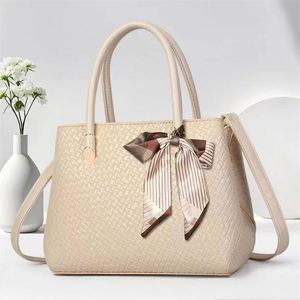 Simple Plain Color PU Crossbody Bag Lady's Purse Durable Leather Handbags With Scarf - Product Image 2