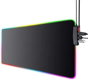 Karet Komputer RGB LED Mousepad dengan 4 HUB Port USB
