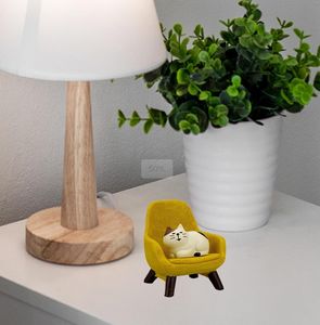 2 Packs Miniatuur Kattenbeeldjes Met Kleine Stoel-Hars Kattenfiguren, <span class=keywords><strong>Kitten</strong></span> Miniatuur Bureauaccessoires-Perfect Cadeau Voor Kattenliefhebber - Product Image 6