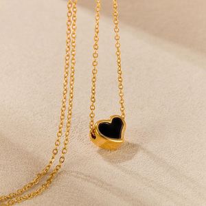 Collar Minimalista de Acero Inoxidable con Colgante en Forma de Corazón Chapado en Oro de 18K para Mujer, Cadena de Eslabones a la Moda - Product Image 4